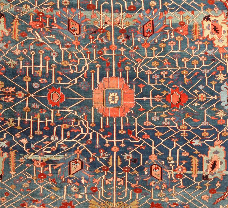 Light Blue Beautiful Persian Serapi Rug at 1stDibs