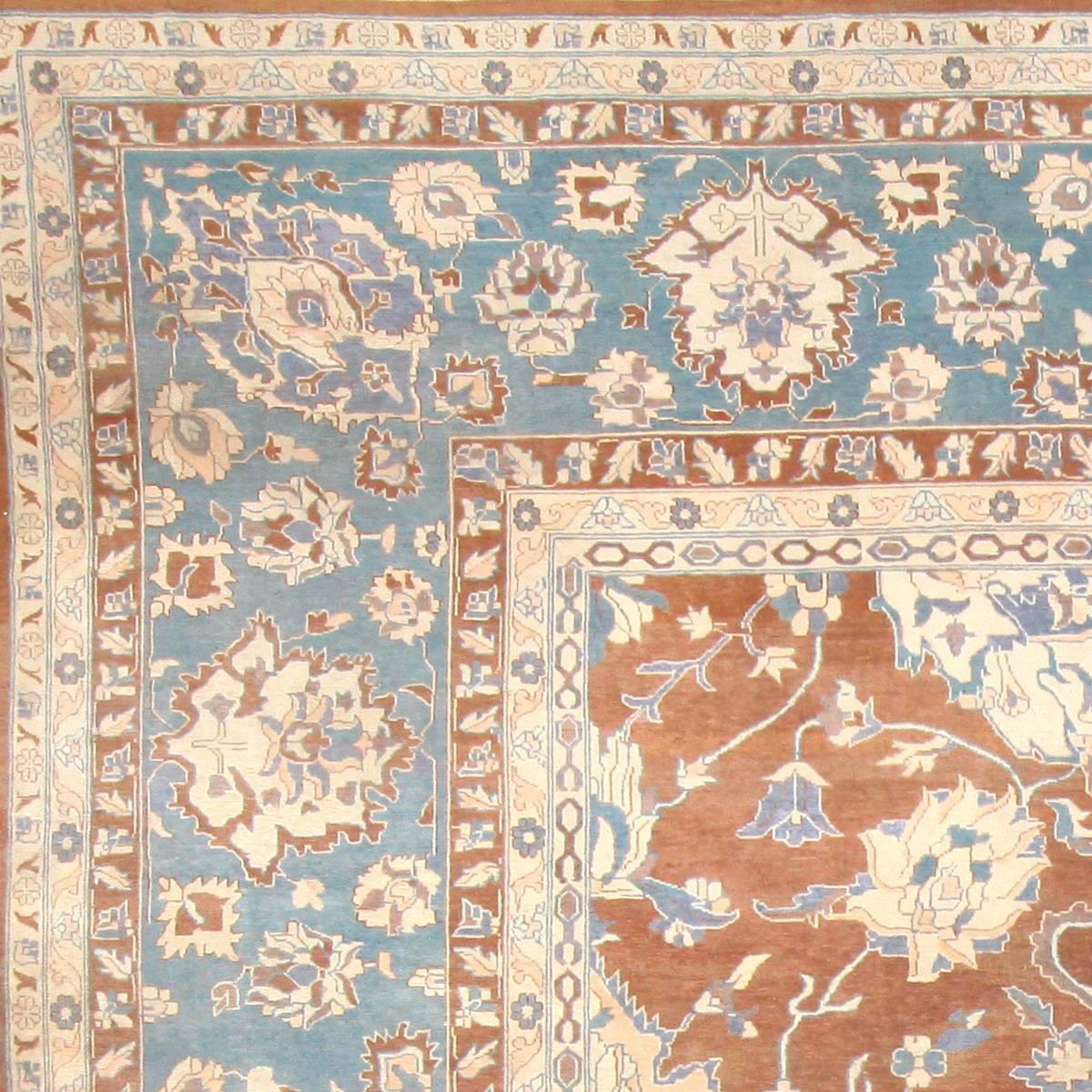 Hand-Knotted Antique Indian Agra Rug. Size: 20 ft 8 in x 26 ft 8 in For Sale