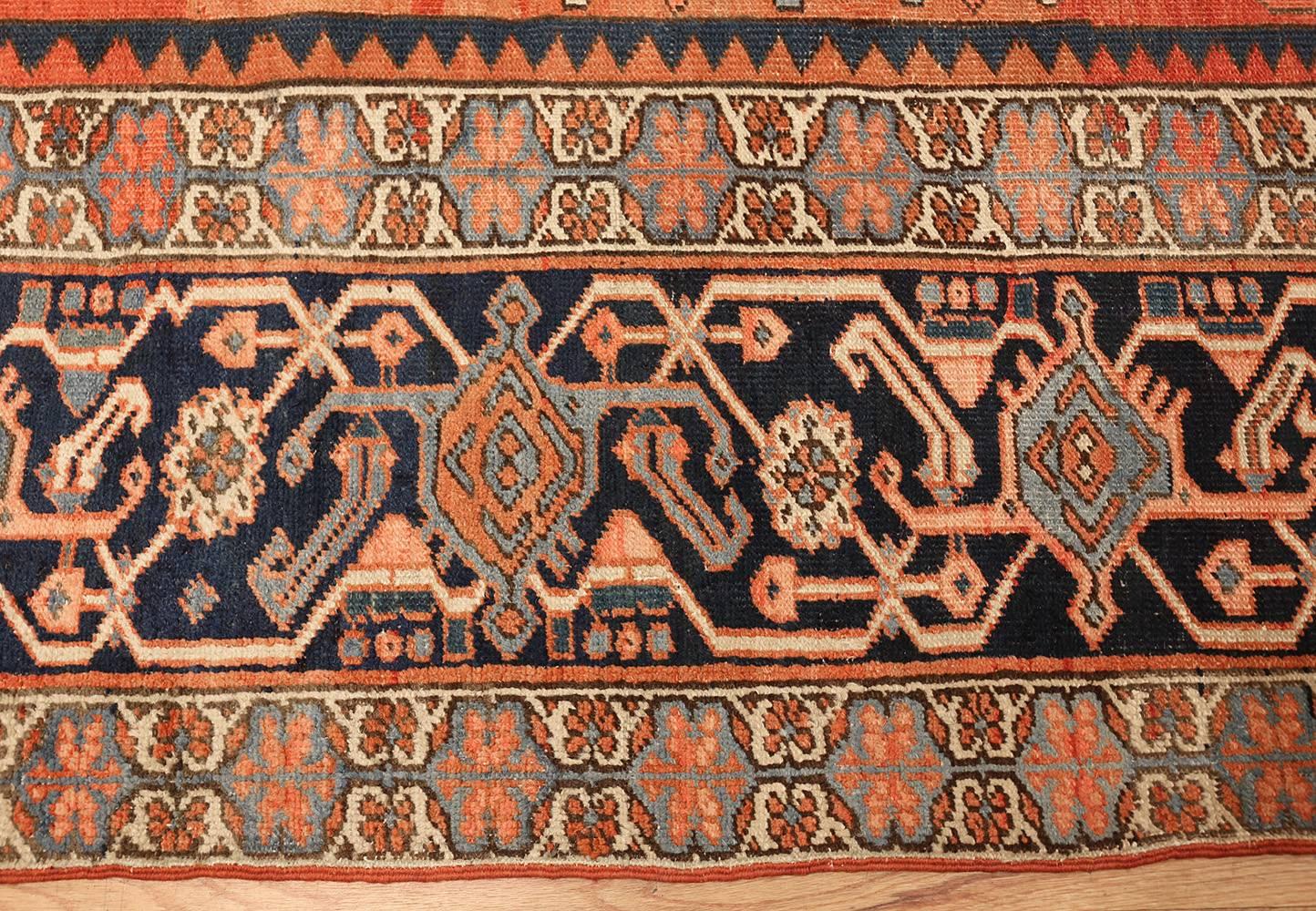 Hand-Knotted Large Rust Antique Persian Heriz Serapi Rug. Size: 11 ft x 18 ft 10 in 