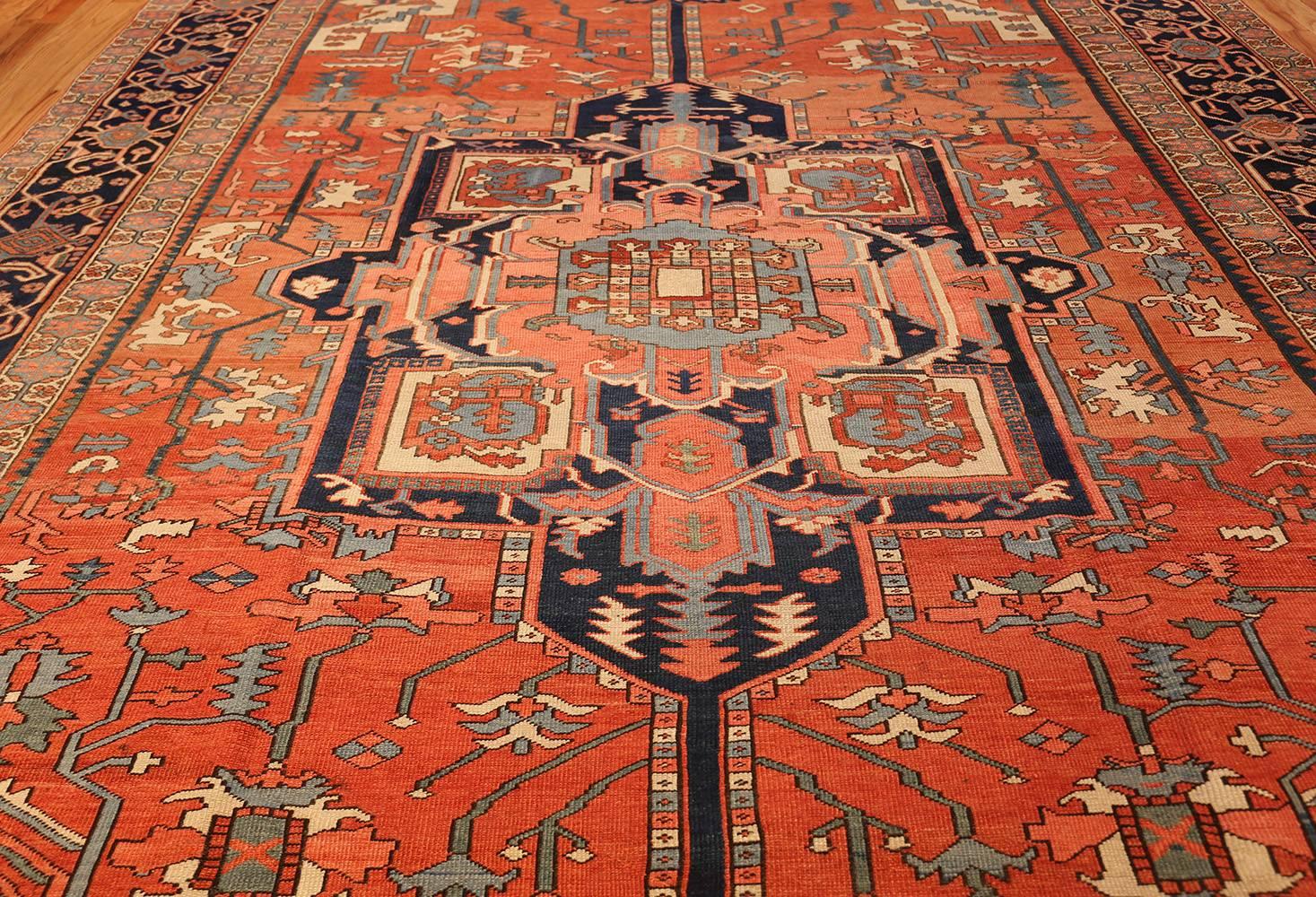 Wool Large Rust Antique Persian Heriz Serapi Rug. Size: 11 ft x 18 ft 10 in 