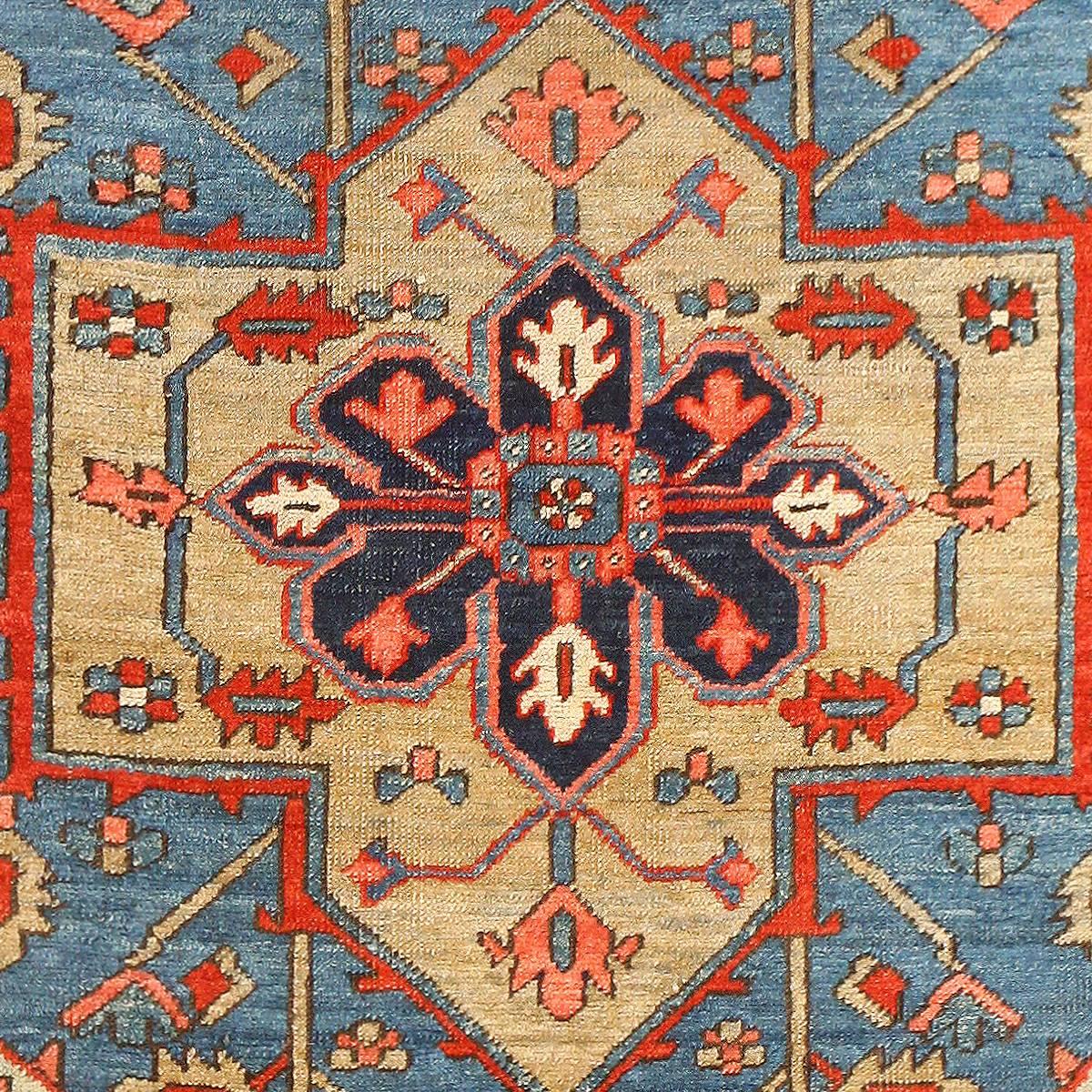 The carpets of northwest Persia are in a class of their own. Prized for their strong geometric style, fine construction and rich colors, the carpets of Heriz, Serapi and Bakshaish are regional cousins that share mutual origins.

These northwestern