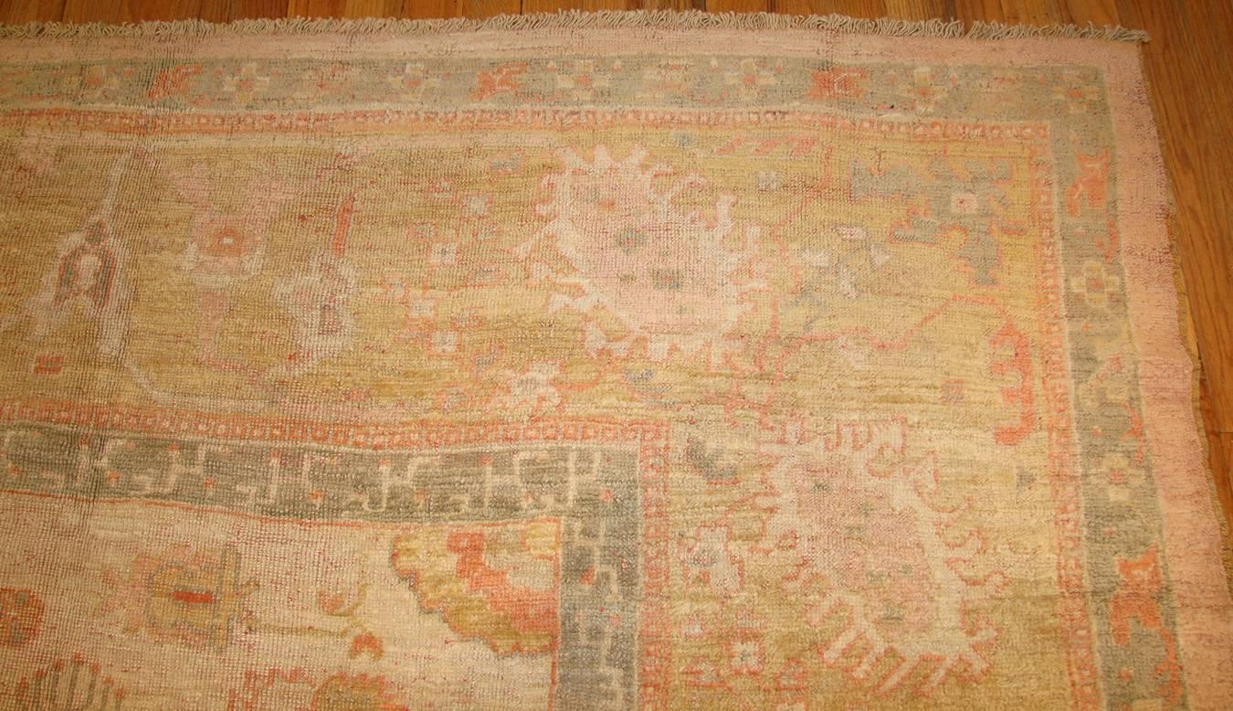 20th Century Antique Turkish Oushak Rug. Size: 13 ft 3 in x 15 ft 9 in (4.04 m x 4.8 m)