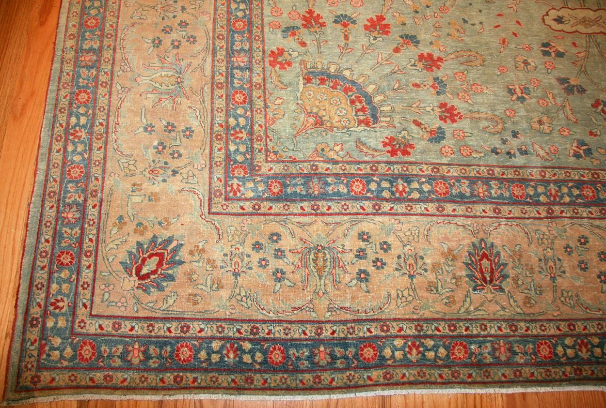Antique Tabriz rugs are distinguished by their excellent weave and by their remarkable adherence to the classical traditions of antique Persian rug design. But they cannot be distinguished by any particular pattern or by their coloration. The city