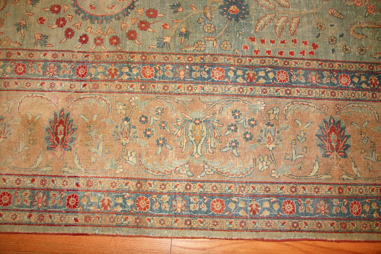 Light Blue Antique Persian Tabriz Rug 1