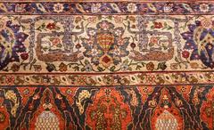Qum Kapi Silk and Metallic Antique Turkish Rug