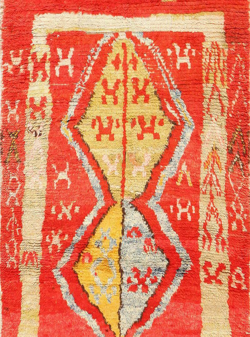 Hand-Knotted Antique Tribal Turkish Tulu Rug. Size: 3 ft 5 in x 7 ft 9 in (1.04 m x 2.36 m)