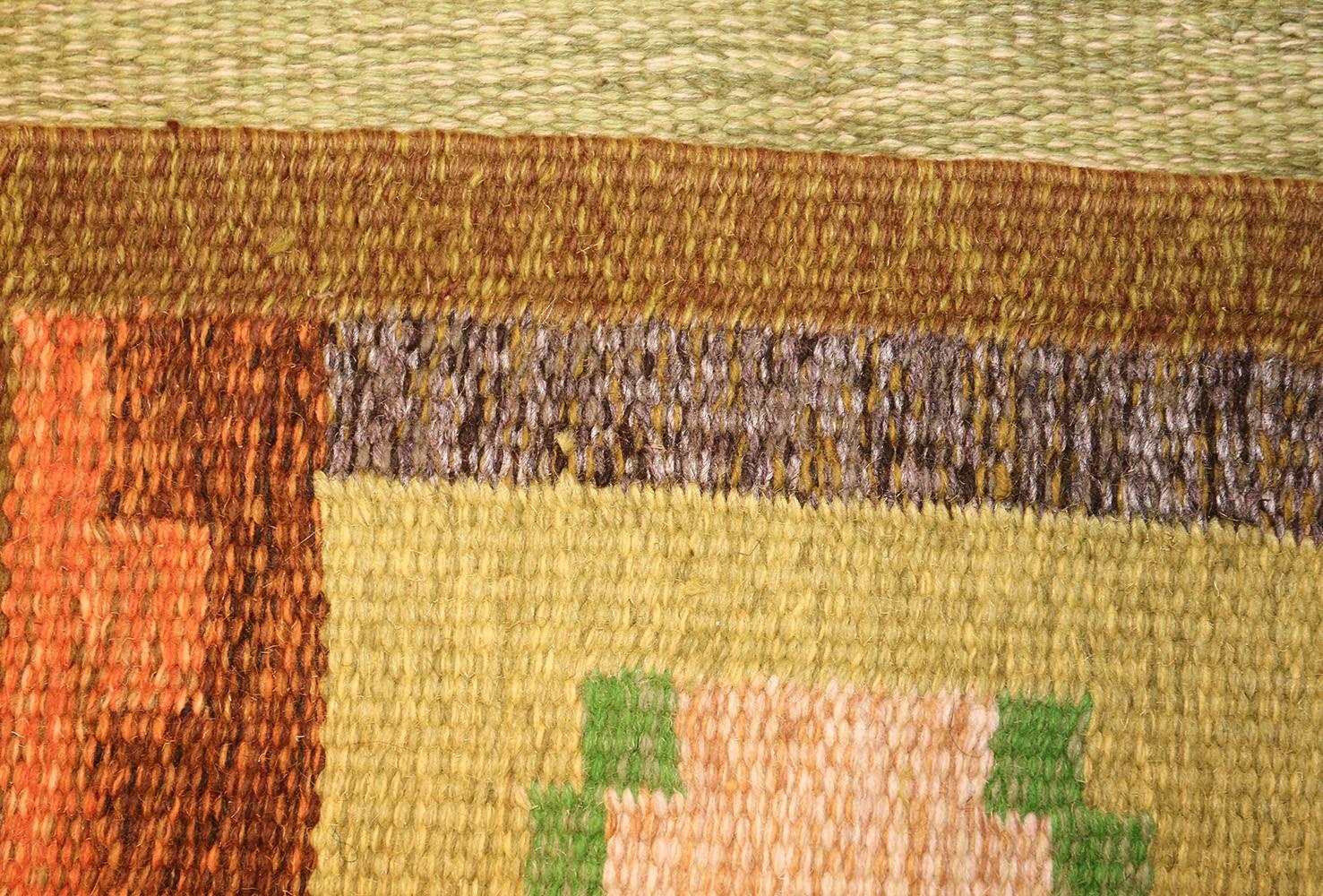 Wool Vintage Scandinavian Swedish Kilim Rug
