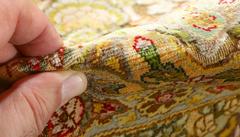 Fine Silk and Gold Metallic Threading Tabriz Persian Rug