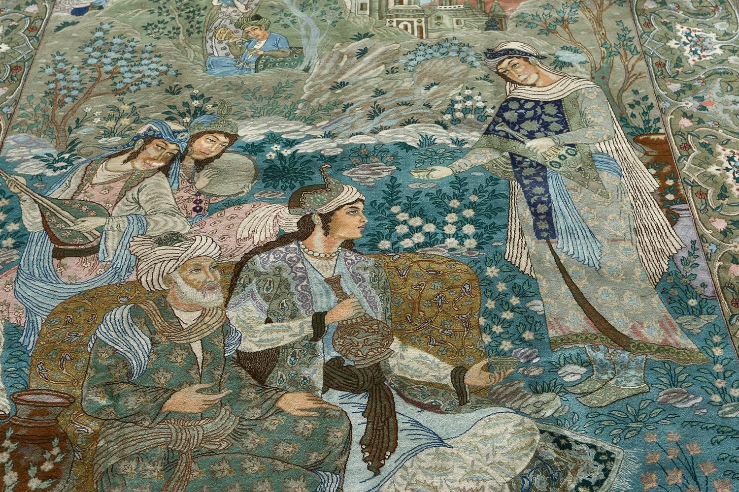 20th Century Fine Pictorial Sheikh Sannan Vintage Tabriz Persian Rug