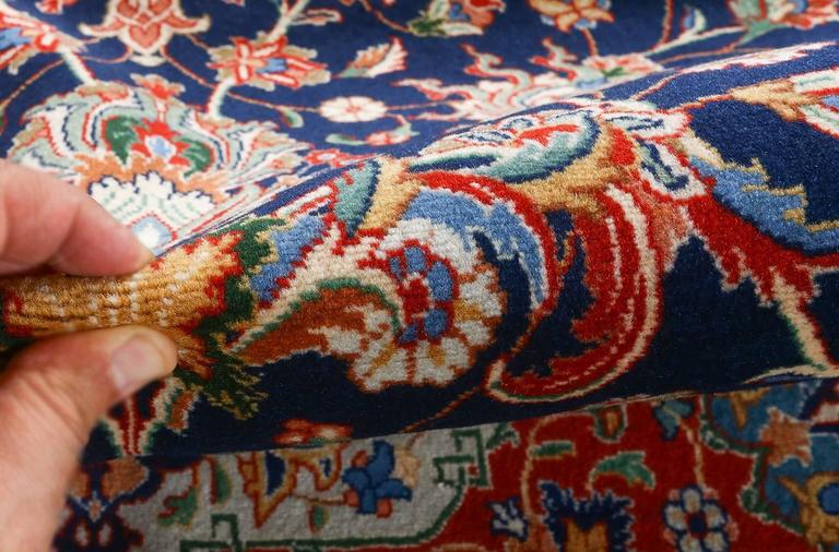 Fine Navy Background Vintage Tabriz Persian Rug. Size 8 ft 3 in x 12