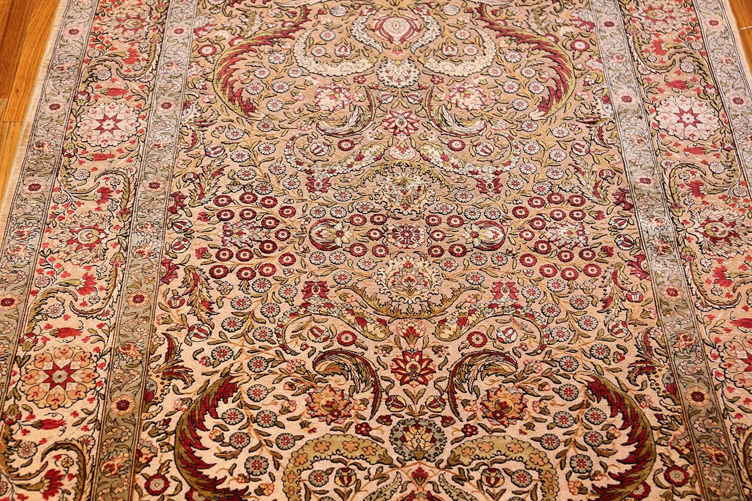 Vintage Silk Souf Hereke Turkish Rug In Excellent Condition In New York, NY