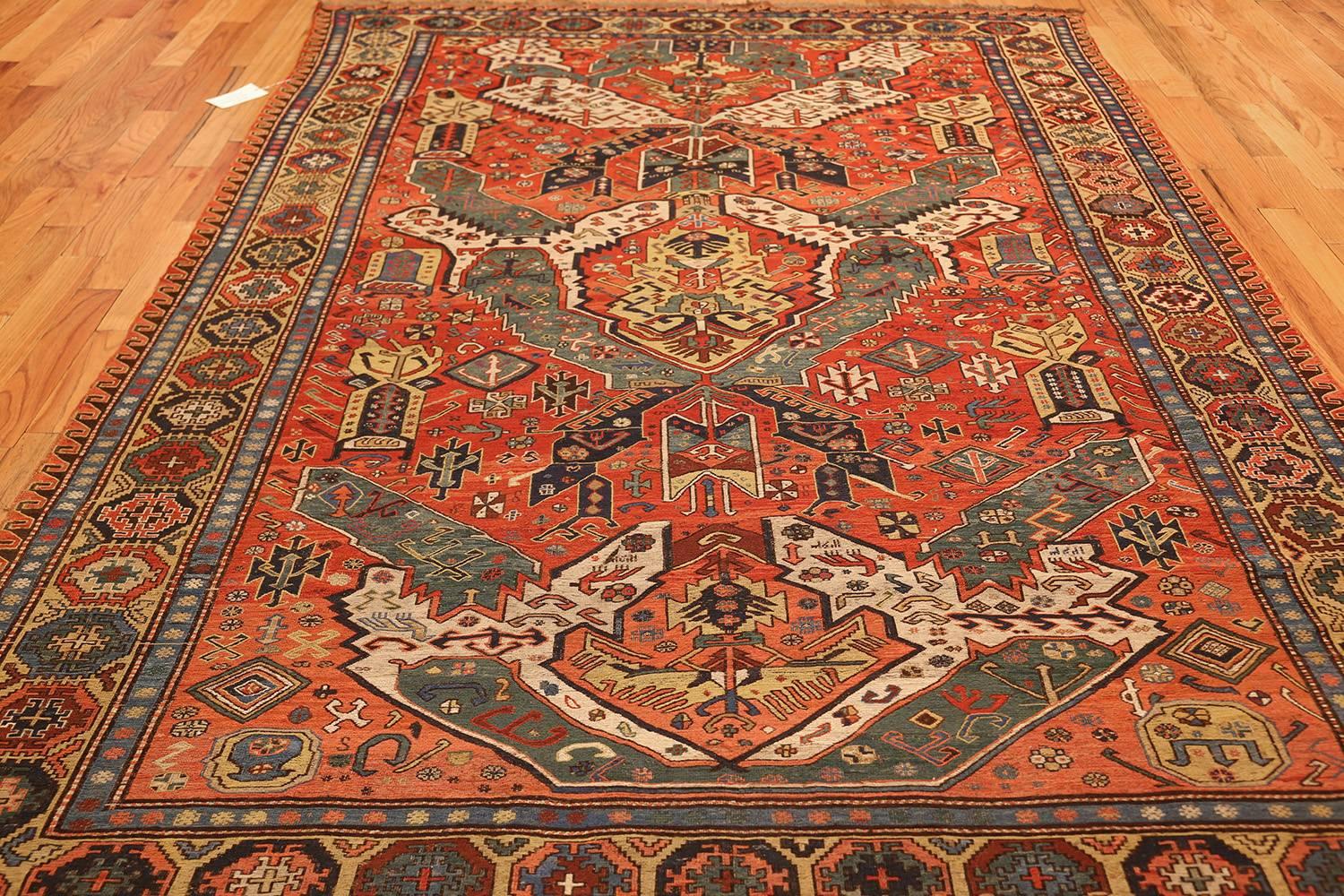Antique Dragon Soumak Caucasian Rug In Excellent Condition In New York, NY