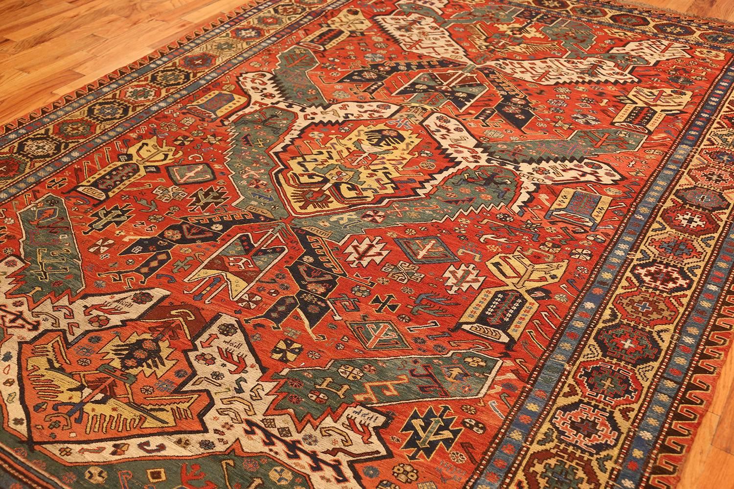 Antique Dragon Soumak Caucasian Rug 2