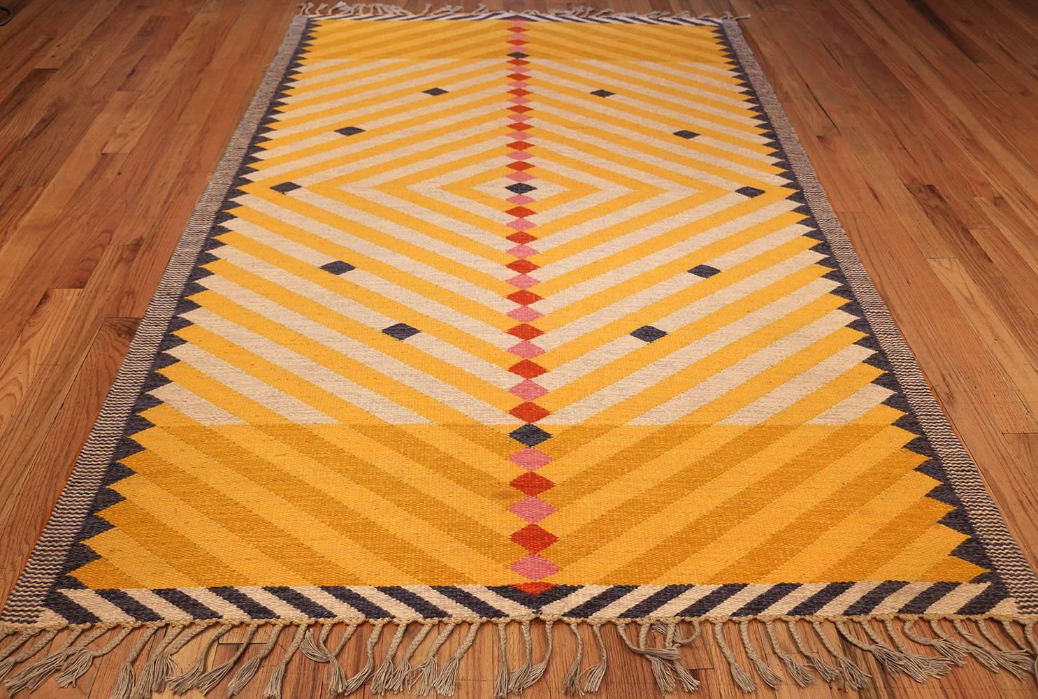 20th Century Berit Woelfer Designed Vintage Scandinavian Kilim