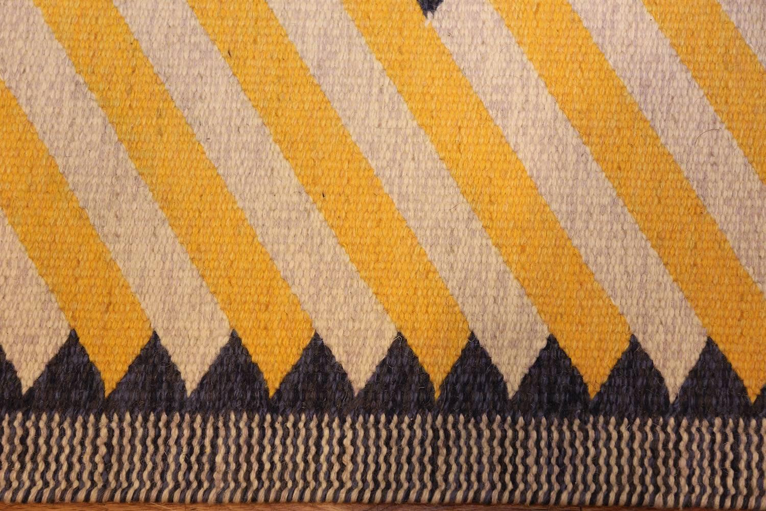 Wool Berit Woelfer Designed Vintage Scandinavian Kilim