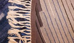 Round Blue Vintage Rya Scandinavian Rug