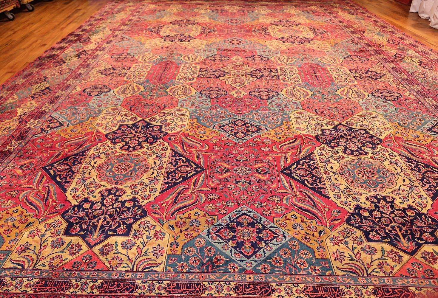 Wool Oversized Antique Kashan Persian Rug. Size: 13 ft 5 in x 21 ft 7 in 