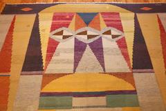 Colorful Scandinavian Swedish Kilim Dated 1969 Signed MG