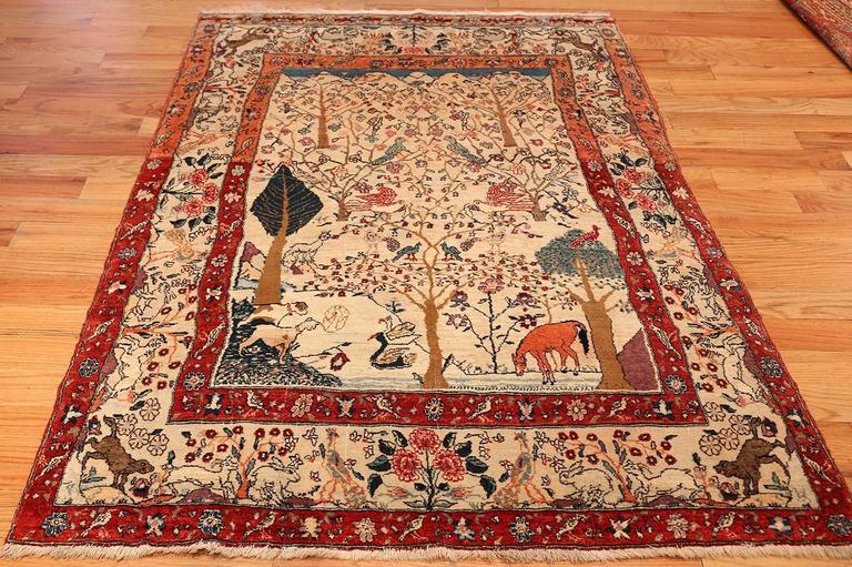 Antique Animal Motif Tehran Persian Rug For Sale at 1stdibs