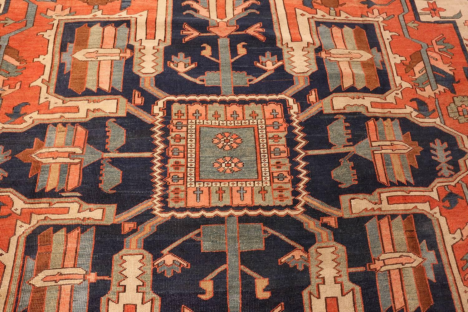 Wool Large Antique Serapi Persian Rug