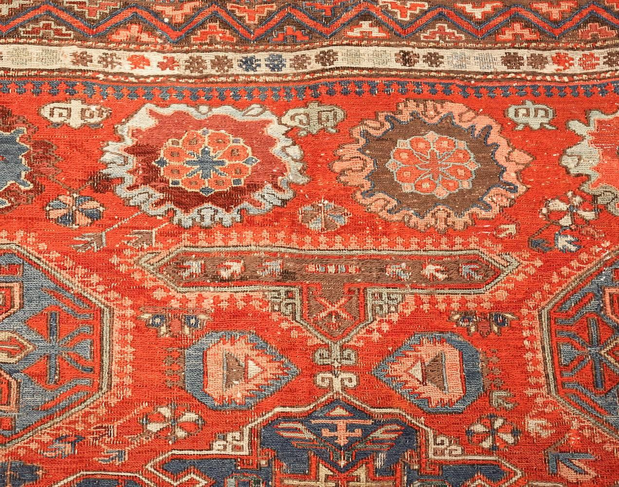 Hand-Knotted Antique Red Soumak Caucasian Rug