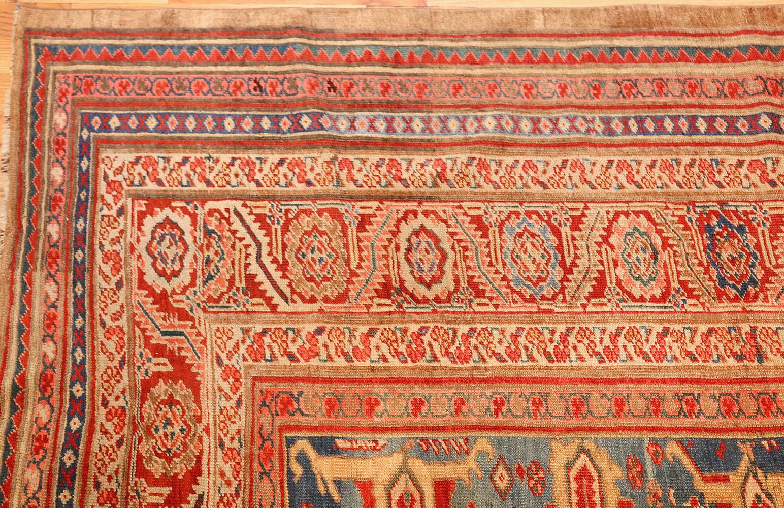 19th Century Large Blue Background Antique Bakshaish Persian Rug