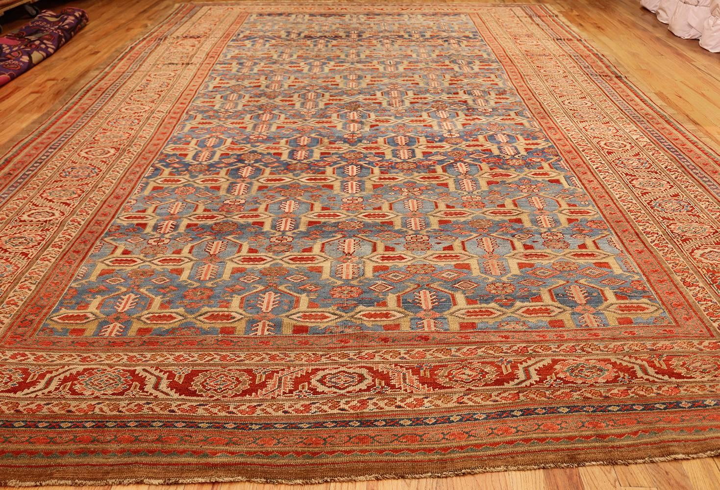 Large Blue Background Antique Bakshaish Persian Rug 1
