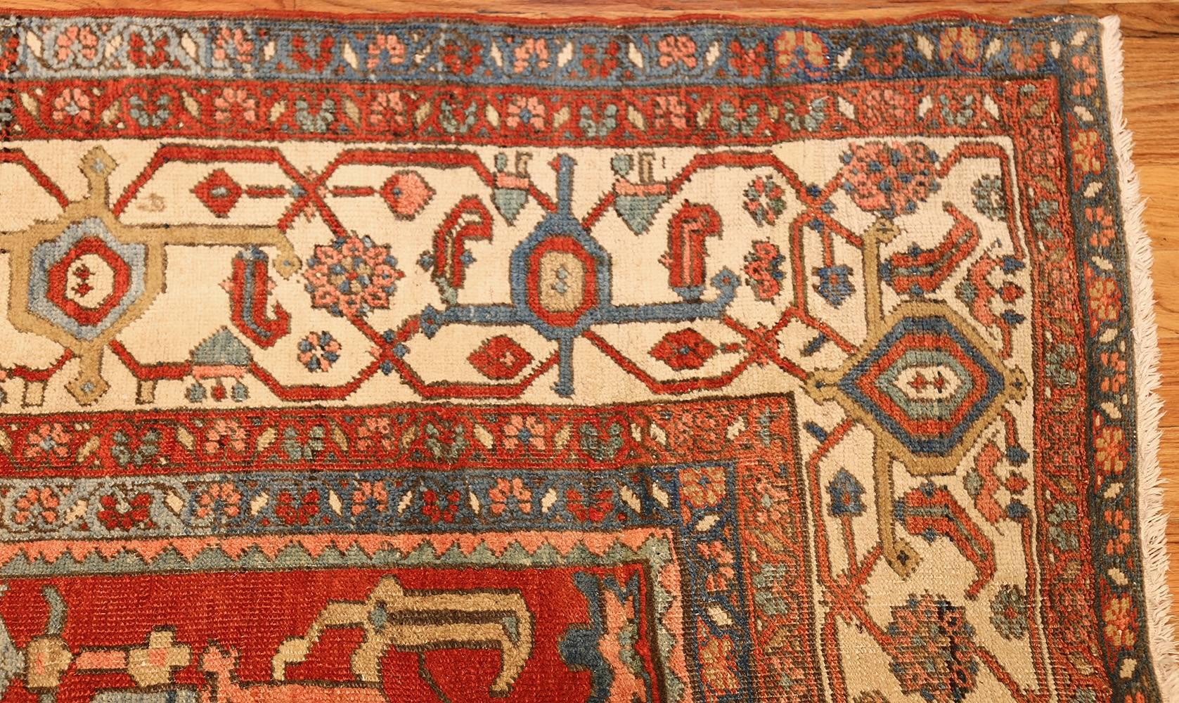 Wool Antique Red Background Room Size Persian Bakshaish Rug