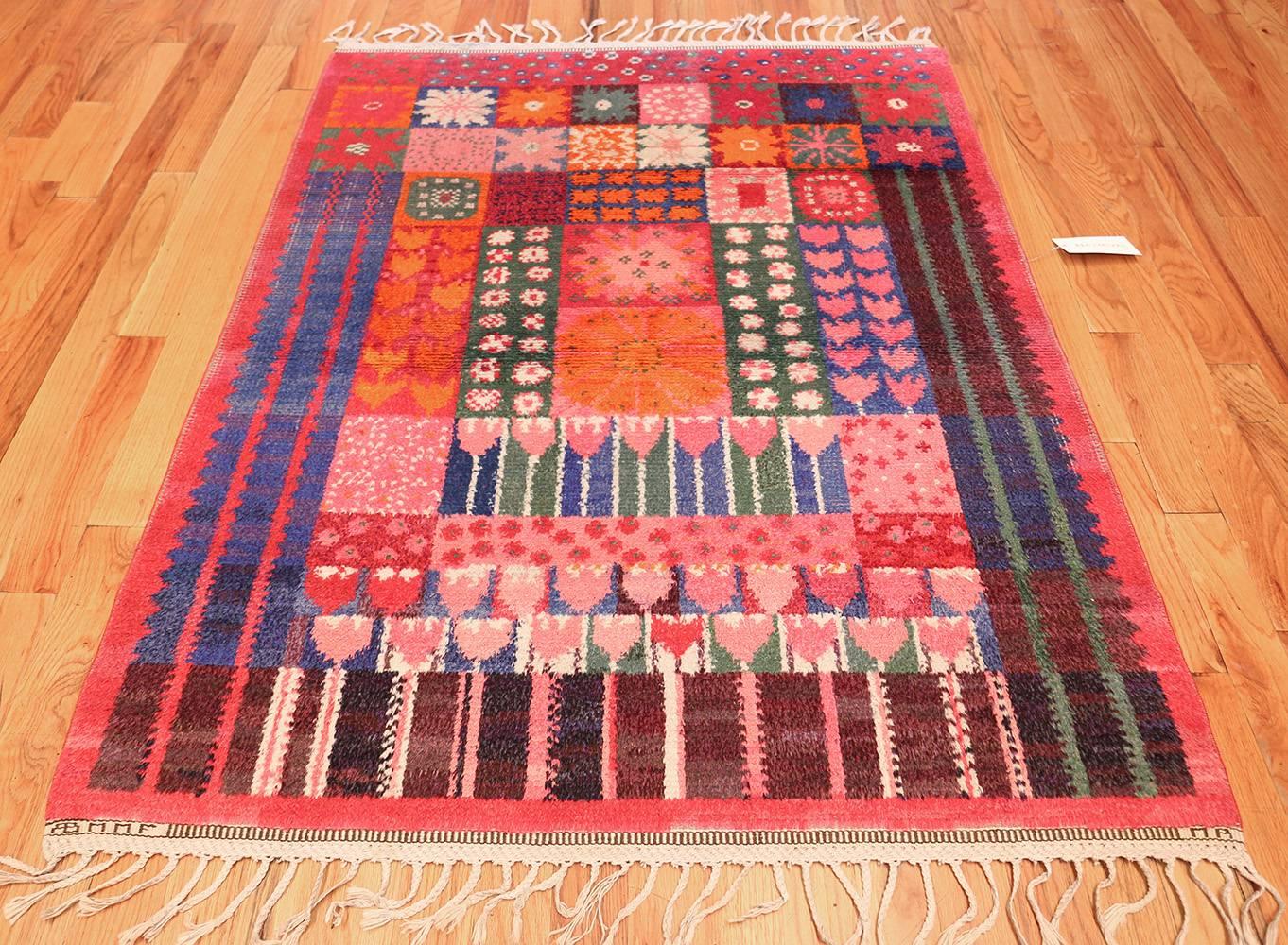 Mid-Century Modern Vintage Rya Rug by Marianne Richter for Marta Maas. Size: 4 ft 6 in x 5 ft 8 in