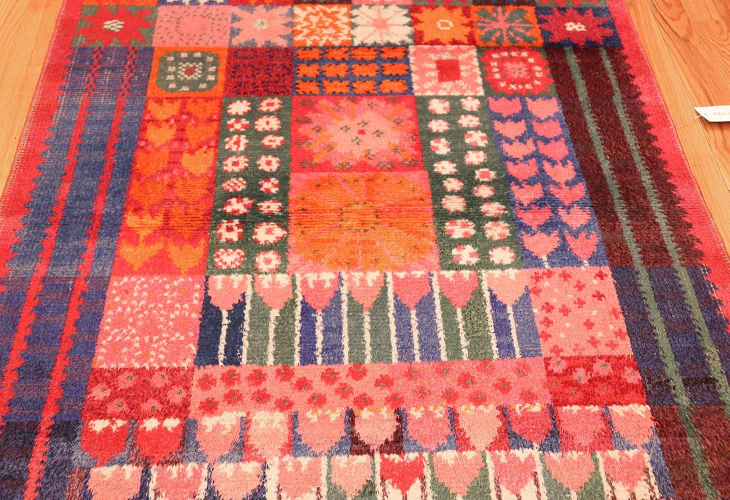 Hand-Knotted Vintage Rya Rug by Marianne Richter for Marta Maas. Size: 4 ft 6 in x 5 ft 8 in
