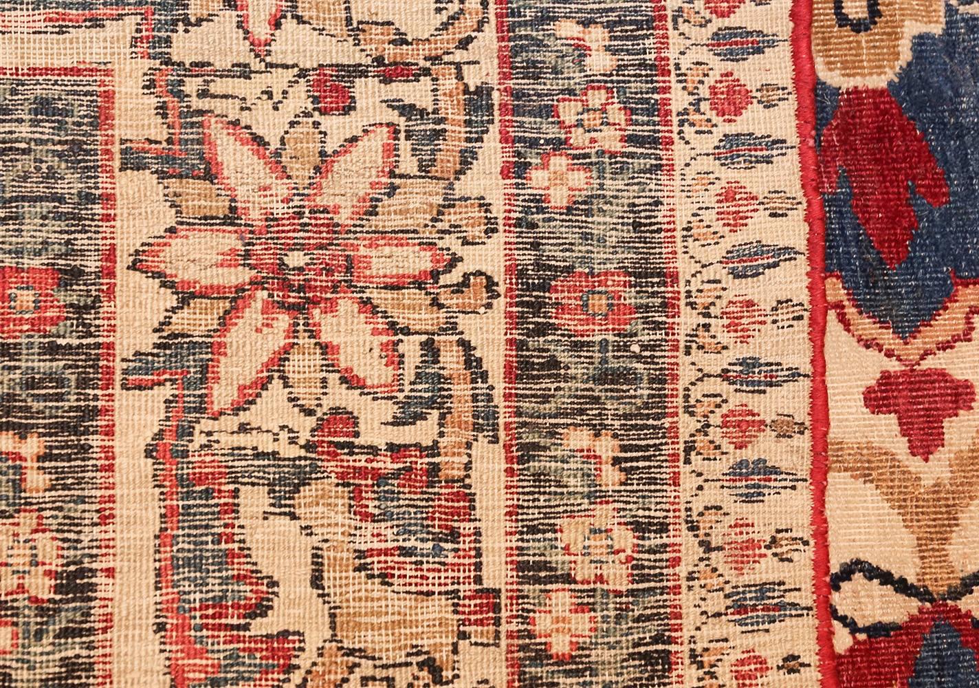 Hand-Knotted Antique Persian Kerman Rug. Size: 9 ft x 11 ft 6 in (2.74 m x 3.51 m)