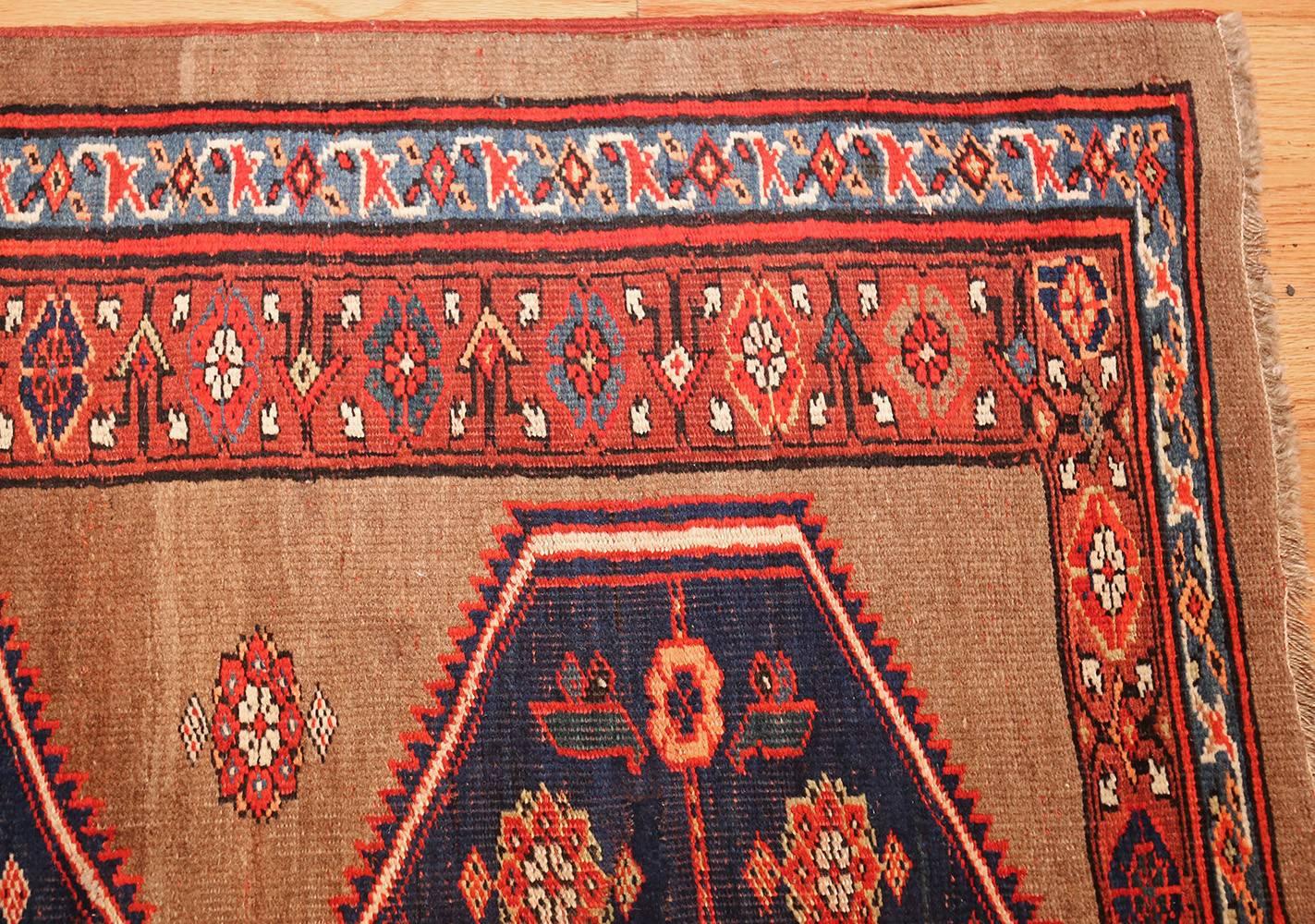 Hand-Knotted Antique Tribal Persian Bidjar Runner Rug