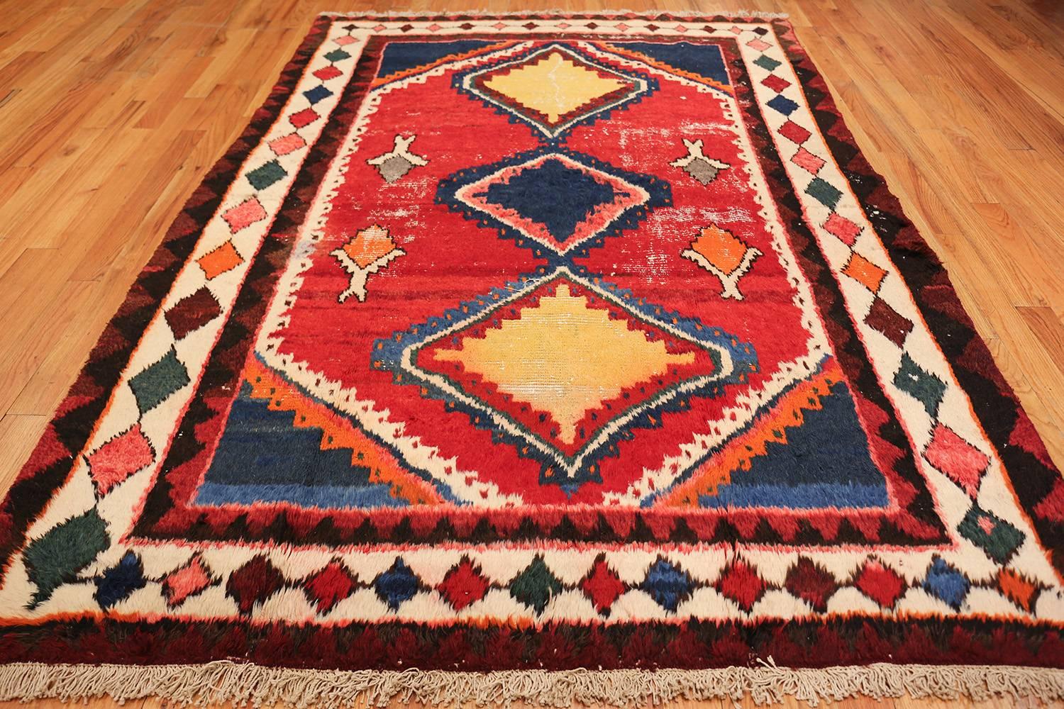 Wool Colorful Shabby Chic Vintage Persian Gabbeh Rug