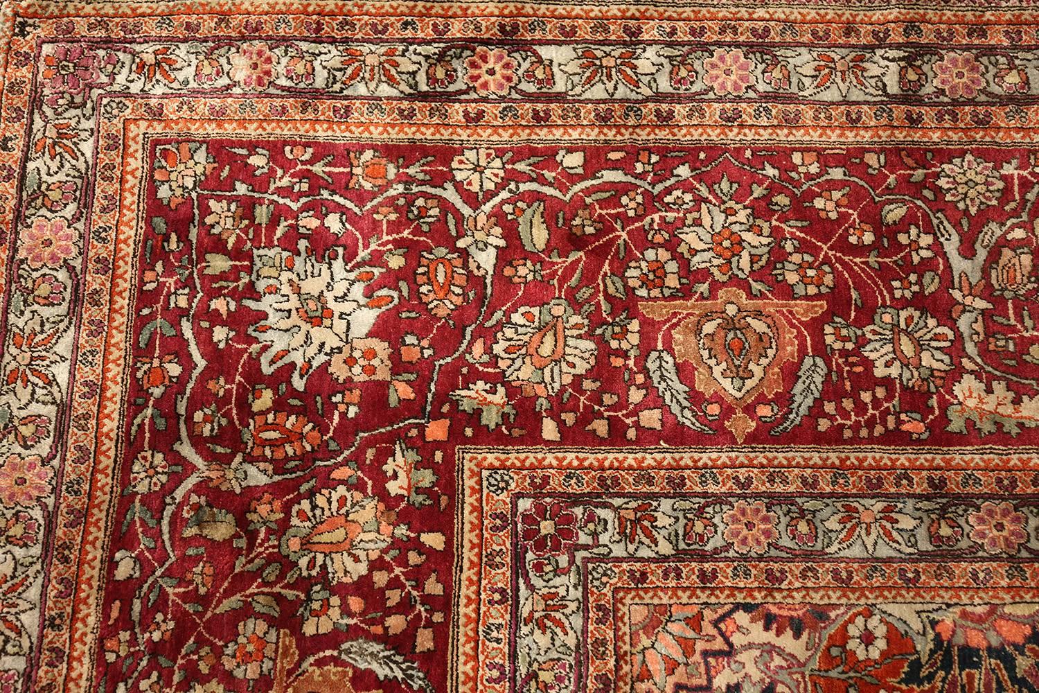 Large Antique Silk Mohtasham Kashan Persian Rug For At 1stdibs
