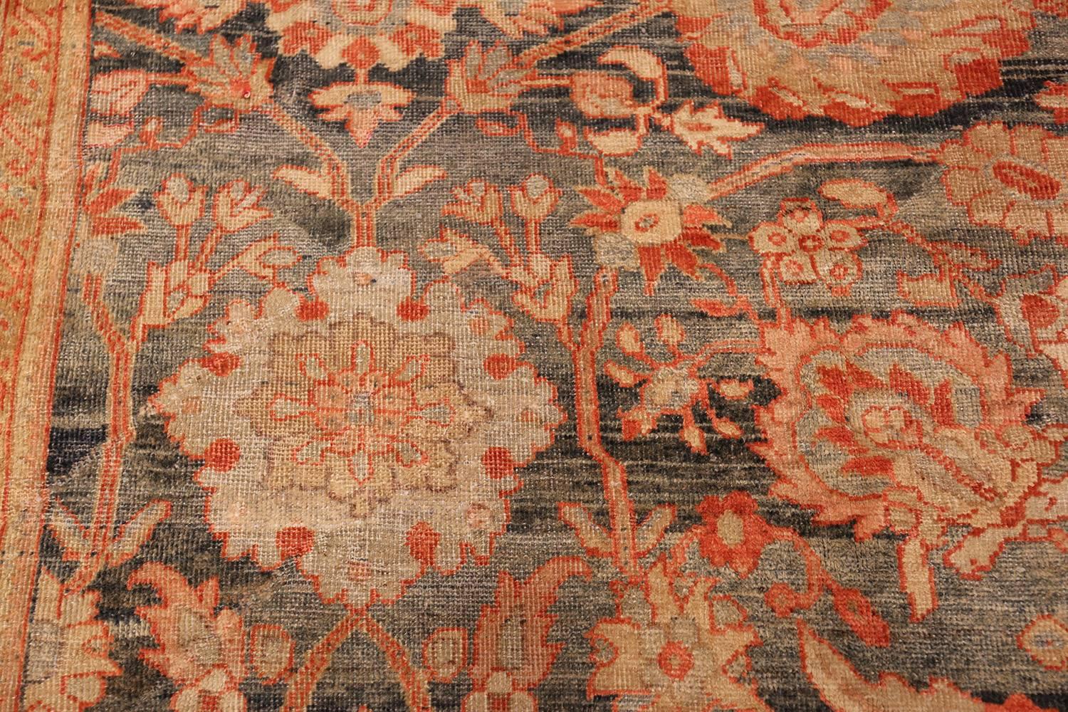 Hand-Knotted Blue Background Antique Sultanabad Persian Rug