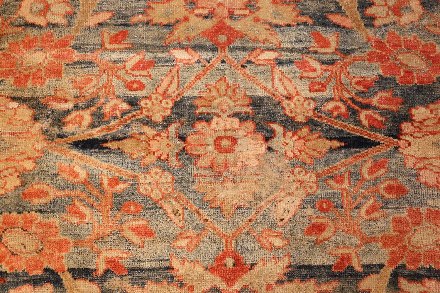 Blue Background Antique Sultanabad Persian Rug In Good Condition In New York, NY