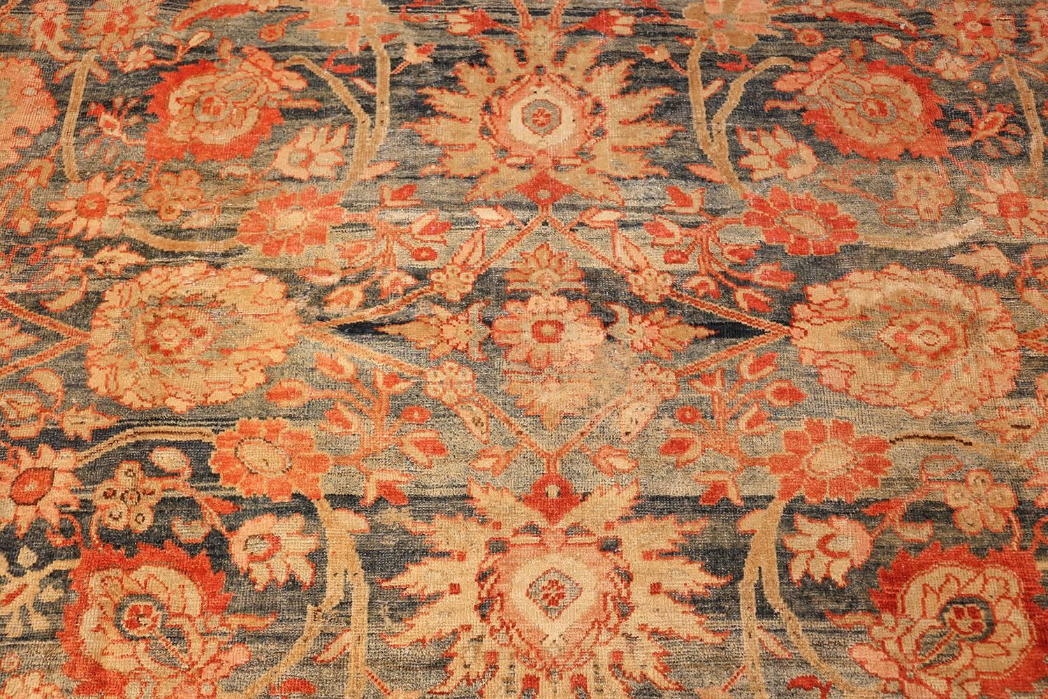 Wool Blue Background Antique Sultanabad Persian Rug