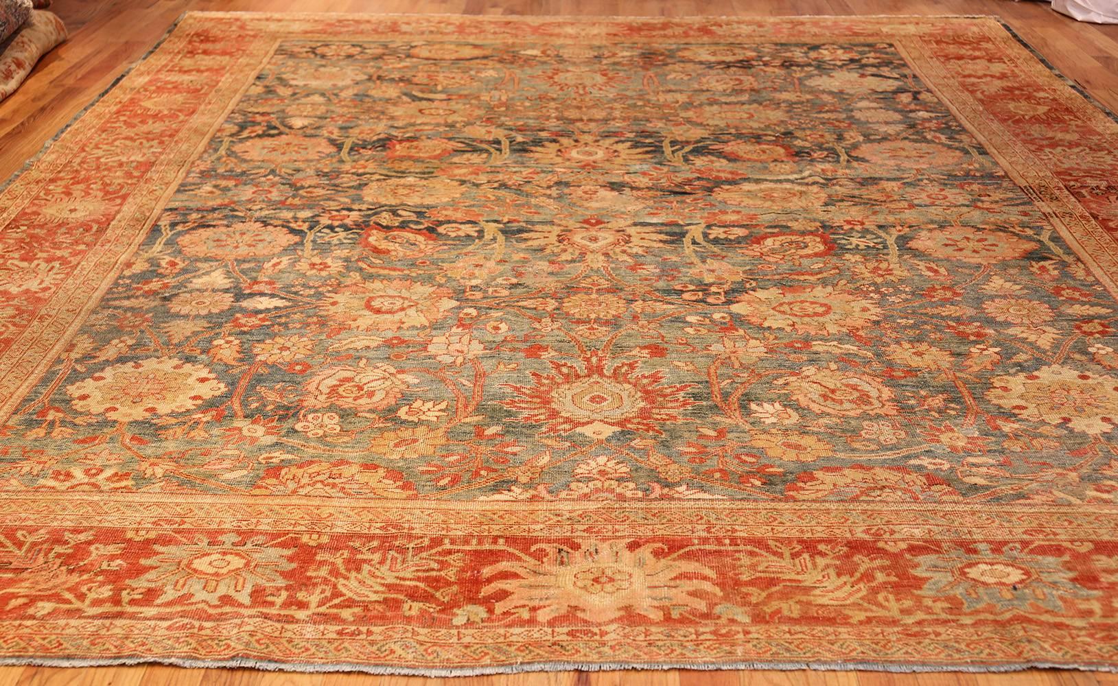 Blue Background Antique Sultanabad Persian Rug 3