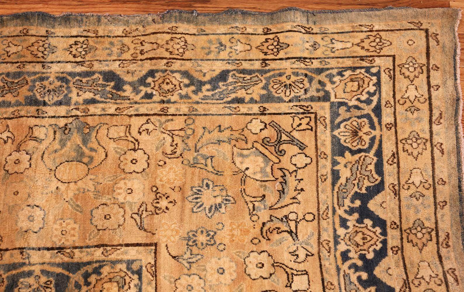 Hand-Knotted Large Blue Antique Kerman Persian Rug