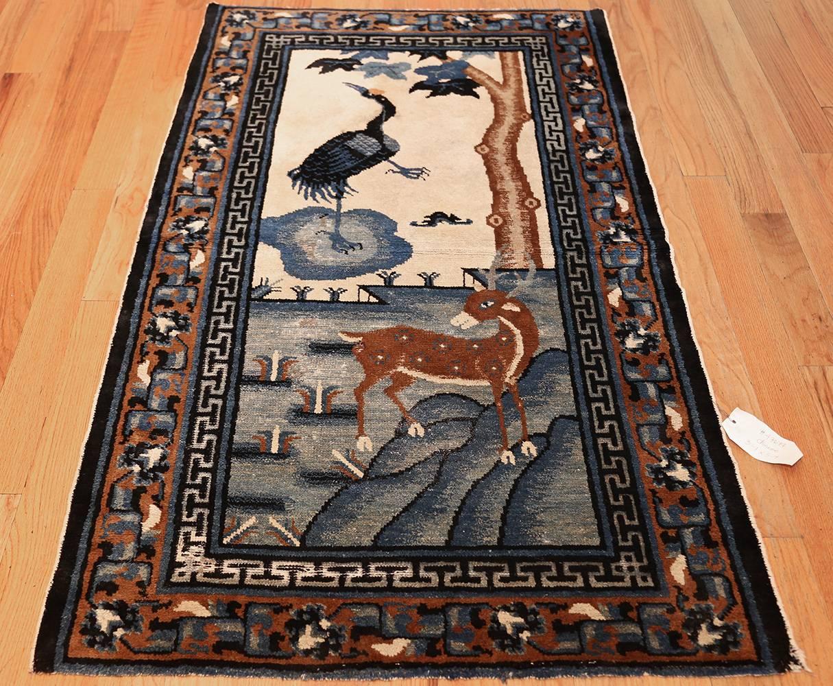 Hand-Knotted Beautiful Scenic Antique Chinese Rug