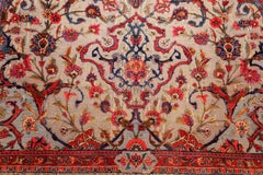 Antique Metallic Threading Silk Souf Kashan Persian Rug