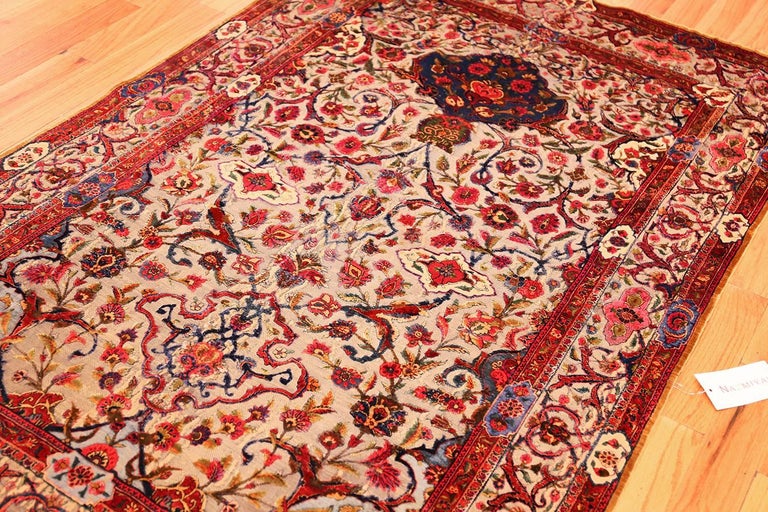 Antique Metallic Threading Silk Souf Kashan Persian Rug at 1stDibs