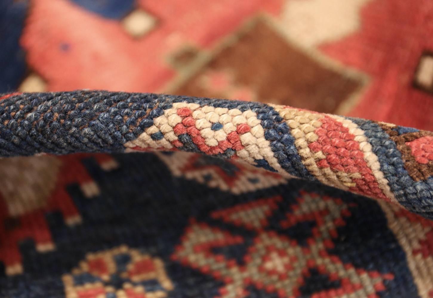 Wool Small Antique Caucasian Kazak Rug