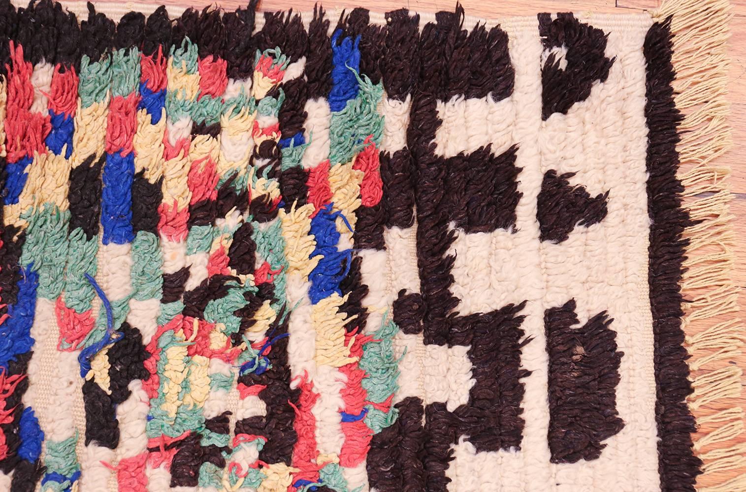 Small Square Vintage Moroccan Boucherouite Rug 4' 6