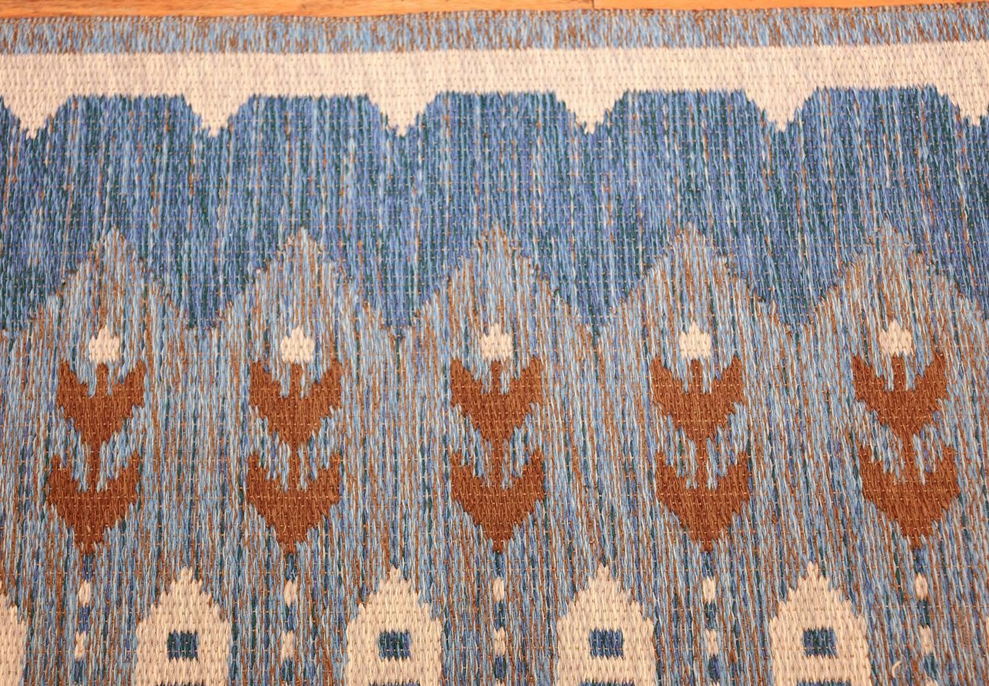 Wool Vintage Swedish Double-Sided Rug. Size: 4 ft 8 in x 6 ft 3 in (1.42 m x 1.9 m)