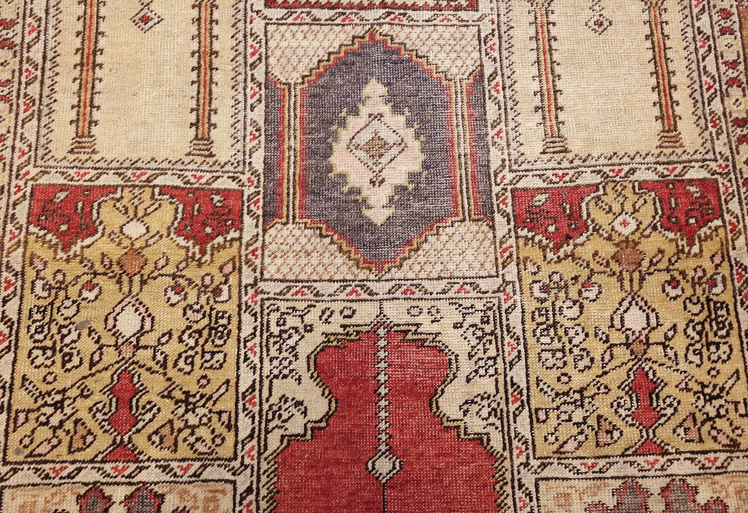 Tribal Family Prayer Antique Turkish Ghiordes Rug