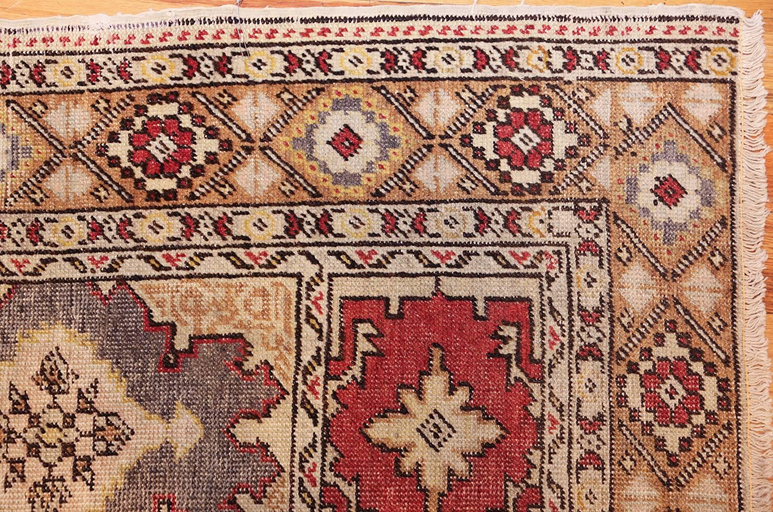 Hand-Knotted Family Prayer Antique Turkish Ghiordes Rug