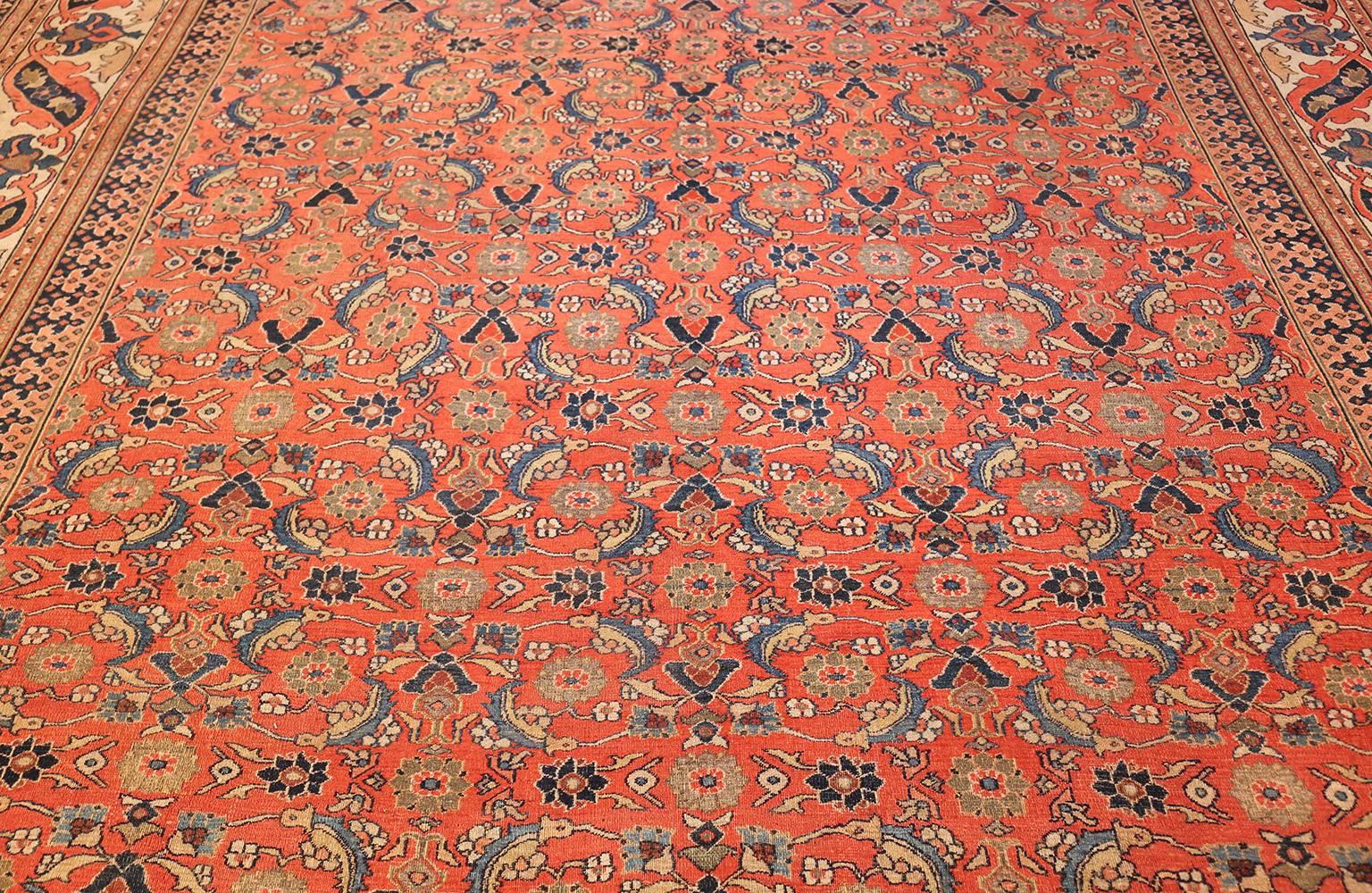 Hand-Knotted Antique Persian Khorassan Carpet. Size: 9 ft 10 in x 13 ft 9 in (3 m x 4.19 m)