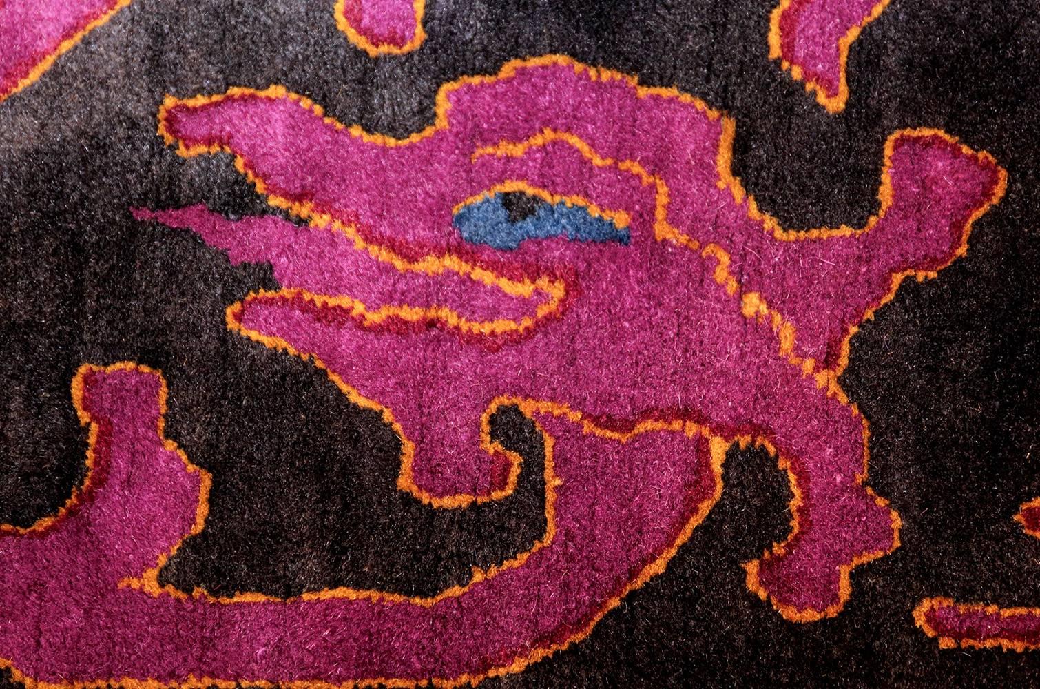 Art Deco Chinese Rug with Dragon Border 3
