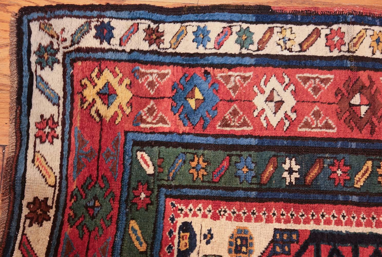 Epitomizing the strong artistic style of Kazak weavers, this grand antique Caucasian rug depicts a bold stacked-lozenge composition decorated with vibrant accents.

Antique Caucasian Kazak runner rug, origin: Caucasus, circa early 20th century.